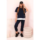 Kesi Włoski Women's butter set with short sleeves and pants navy blue Cijene