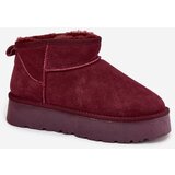 Boto Stylish Suede Low Snow Boots Burgundy Nucca | Shoptok.si