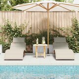  Ležaljka za sunčanje 2 pcs Krem bijela Čvrsto drvo akacije | shoptok.hr