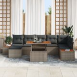 vidaXL 8-dijelni set vrtne sofe s jastučićima siva poli ratan | shoptok.hr