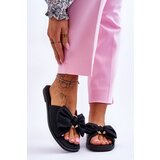 EVENTO PE1 Women's Leather Slippers With Bow Black Becky | Shoptok.si