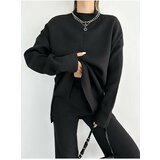 Laluvia Black High Neck Knitwear Suit Cene