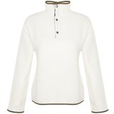 Trendyol Beige Stand Collar With Snap fasteners, Regular/Regular fit has pockets. Color Block Fleece Knitted Sweatshirt Cijene