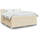  Krevet s oprugama i madracem krem 200 x 200 cm od tkanine | shoptok.hr