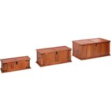 3 Skrinje za shranjevanje 3 kosi trden akacijev les | Shoptok.si