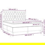  Box spring s madracem LED svjetlosivi 160x200 cm tkanina | shoptok.hr
