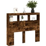 vidaXL Ormarić za uzglavlje LED boja dimljenog hrasta 120x17x102 cm | shoptok.hr