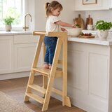 Ginger Home Montessori kula sklopiva pomoćna stolica za kuhinju, learning tower od masivnog drva, 51x47x91,5 cm | shoptok.hr