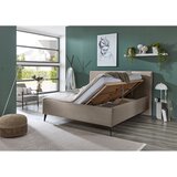 Meise Möbel Sivorjava oblazinjena zakonska postelja s prostorom za shranjevanje z letvenim dnom 180x200 cm Lando – | Shoptok.si