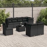 vidaXL 9-dijelni set vrtnih sofa s jastucima crni od poliratana | shoptok.hr