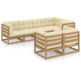 The Living Store Vrtna sedežna garnitura 7-delna z blazinami trdna borovina - Vrtna Sedežna Garnitura, (21460322) | Shoptok.si