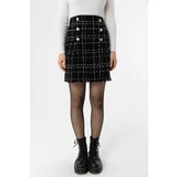 Dewberry 10219 Plaid Tweed Women Mini Skirt-BLACK