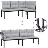  Set vrtnih klupa s jastucima 3 kom crni čelik obložen prahom | shoptok.hr