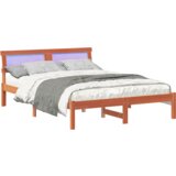  Krevetni okvir s naslonom &amp LED voštana smeđa 120x190 cm od punog drva bora | shoptok.hr