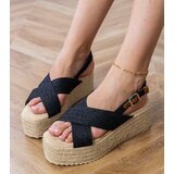  Black platform espadrille sandals with straps Olisa | ePonuda.com
