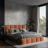 MID.YOU OBLAZINJENA POSTELJA 180 cm x 200 cm , les, tekstil, leseni material opečnato rjava | Shoptok.si
