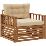  Set vanjskih sofa Čvrsto drvo akacije i poliester Prirodna - Prirodno i bež Okomite letvice | shoptok.hr