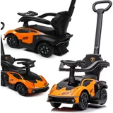 Toys Lamborghini dječja guralica 3u1 – roditeljska ručka, zaštitna ograda, oslonci za noge, crno-narančasta