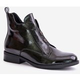 S. BARSKI Patent leather ankle boots with zipper insulated flat heel S.Barski black | Eponuda.ba