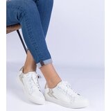 Gemre White women's sneakers with embossing and glitter Laneta | Shoptok.si