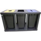 VAR Postaja za zbiranje odpadkov Tetris, posode iz umetne mase, 3 x 58 l, starinsko srebrne barve | Shoptok.si