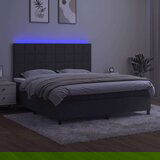  Box spring postelja z vzmetnico LED temno siva 180x200 cm žamet, (20789399) | Shoptok.si
