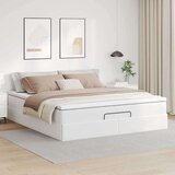 vidaXL Otomanski posteljni okvir z vzmetnico bel 180x200 cm um. usnje | Shoptok.si
