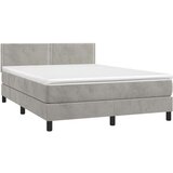  Krevet box spring s madracem LED svjetlosivi 140x200 cm baršun | shoptok.hr