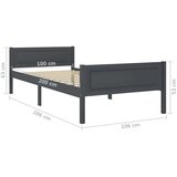  Okvir za krevet od masivne borovine sivi 100 x 200 cm | Eponuda.ba
