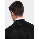 Ombre Men's retro-style biker jacket with stand-up collar - black | Shoptok.si