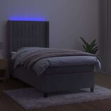  Box spring postelja z vzmetnico LED svetlo siva 90x200 cm žamet, (20789484) | Shoptok.si