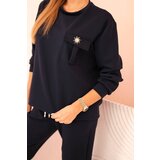 Kesi Włoski Women's set buttercream sweatshirt and pants with elastic navy blue | shoptok.hr