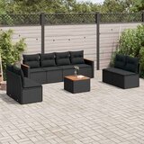  9-dijelni set vrtnih sofa s jastucima crni od poliratana | shoptok.hr