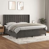 Box spring postelja z vzmetnico temno siva 200x200 cm žamet, (20761266) Cene