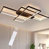 Nettlife zatemnilna stropna svetilka, 100x70x8 cm, 3 kvadratne moderne LED stropne svetilke črne barve z daljinskim upravljalnikom, 88W, (5000046023) Cene