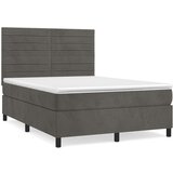  Box spring postelja z vzmetnico temno siva 140x200 cm žamet, (20790706) | Shoptok.si