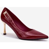 Boto Lacquered High Heels With Gold Buckle Bordeaux Mivira | Shoptok.si