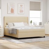  LED Box Spring Krevet s madracem Krema 180 x 200 cm tkanina Cijene