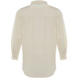 Trendyol Gray Single Pocket Boyfriend Wide Fit Cotton Woven Shirt | Shoptok.si