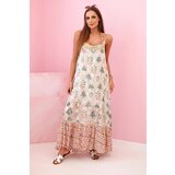 Kesi Włoski Women's dress with straps made of light viscose with a frill pink Cijene