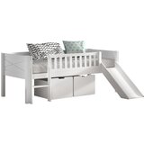 Vipack Bela dvignjena otroška postelja iz masivnega bora s prostorom za shranjevanje z letvenim dnom 90x200 cm Scott – | Shoptok.si