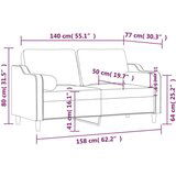  Kavč dvosed z blazinami črn 140 cm blago | Shoptok.si