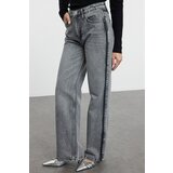Trendyol Anthracite Color Block High Waist Wide Leg Jeans | Shoptok.si