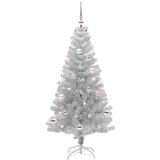 vidaXL Božično drevo med 150 LED z stojalom srebrna 150 cm PET | Shoptok.si
