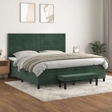 vidaXL Krevet s oprugama i madracem tamnozeleni 200x200 cm baršunasti | shoptok.hr