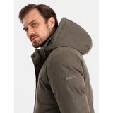 Ombre Men's lightweight jacket with hood and mesh lining - olive | Shoptok.si