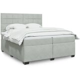  Krevet s oprugama i madracem svjetlosivi 200x200 cm baršunasti | shoptok.hr