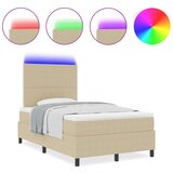 Box Spring Krevet s Madracem &amp LED Svjetlom Bež 120x200 cm Pamučna Tkanina | shoptok.hr