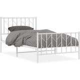  The Living Store Kovinski posteljni okvir z vzglavjem in vznožjem bel 100x200 cm - Posteljni Okvir, (21455245) | Shoptok.si