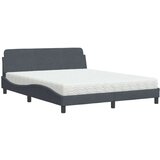 vidaXL Postelja z vzmetnico temno siva 160x200 cm žamet | Shoptok.si